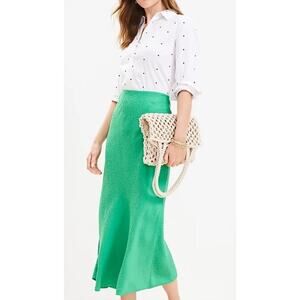 Ann Taylor LOFT Women Green Jacquard Bias Satin Maxi Skirt Size Small NWT